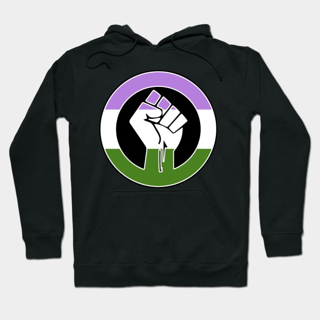 Black Lives Matter Fist Circled LGBTQ Flag Genderqueer Hoodie by aaallsmiles